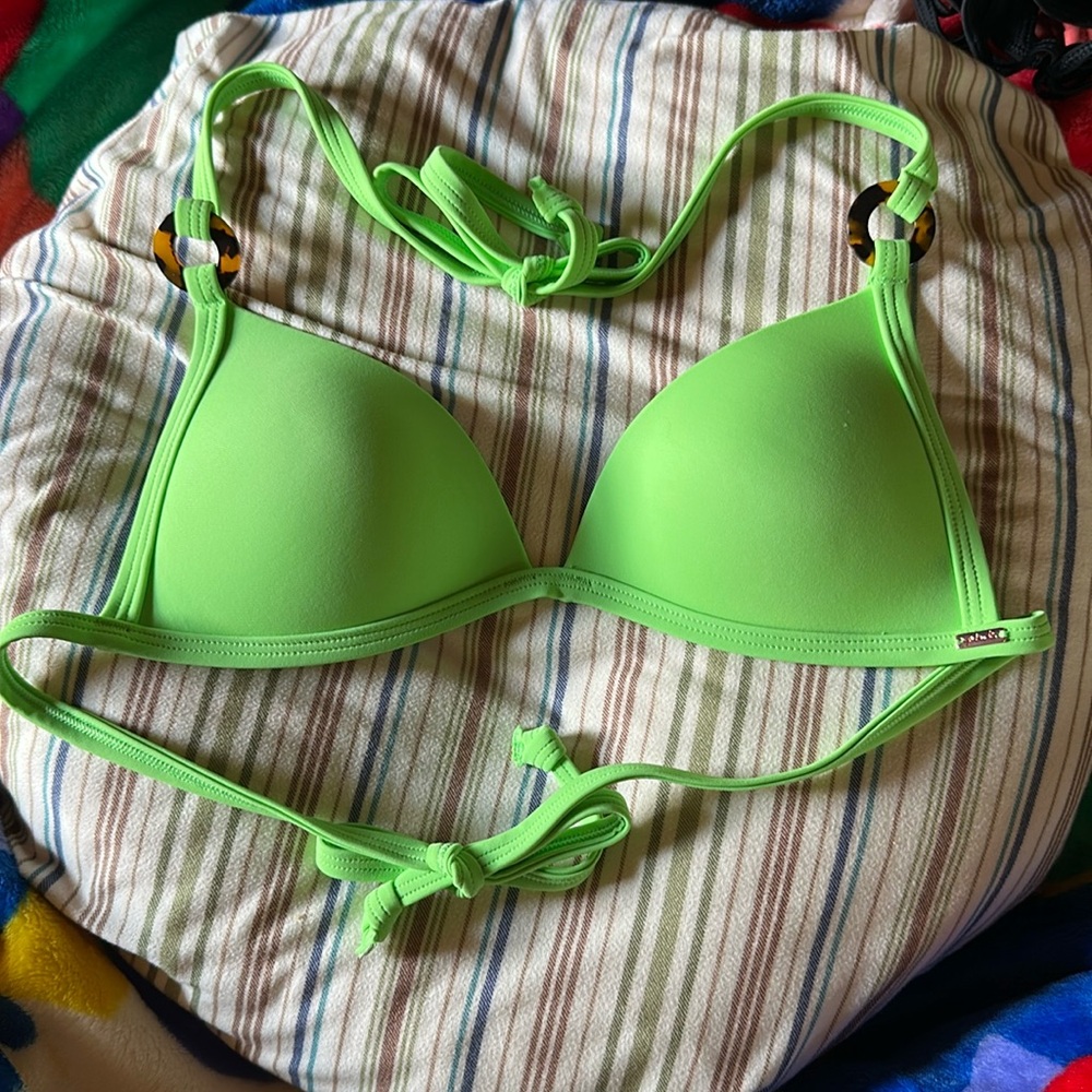 PINK Bright Green Bikini Top